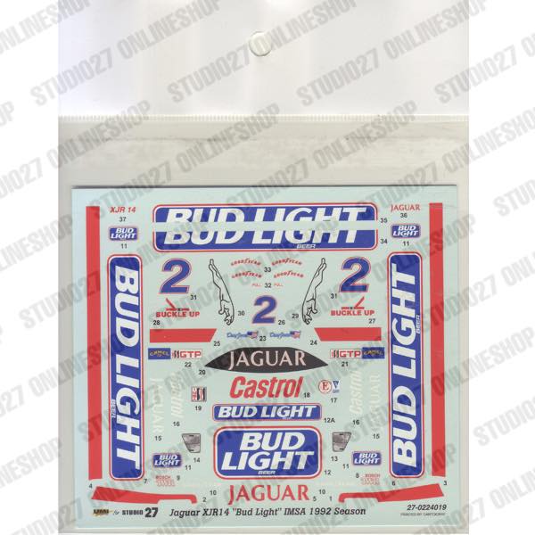 1/24 XJR-14 "Bud Light" IMSA 1992 - Spare Decal<br>for FK2456C&LPE2403<br>STUDIO27 Spare Decal