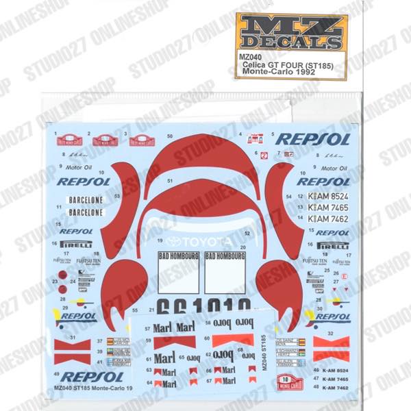 Celica GT FOUR (ST185) Monte-Carlo 1992 <br>for Mini-Z <br>MZ DECALSOriginal decal