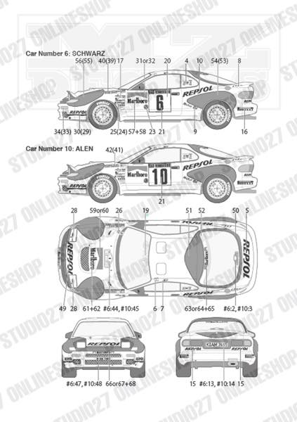 Celica GT FOUR (ST185) Monte-Carlo 1992 <br>for Mini-Z <br>MZ DECALSOriginal decal