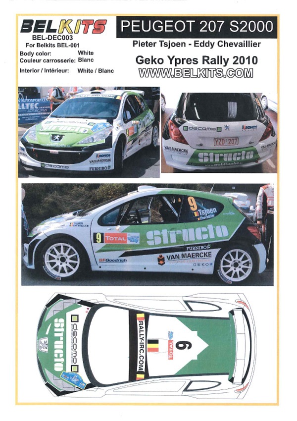 1/24 Peugeot 207 S2000 #9 Geko Ypres Rally 2010<br>BELKITS��Decal��