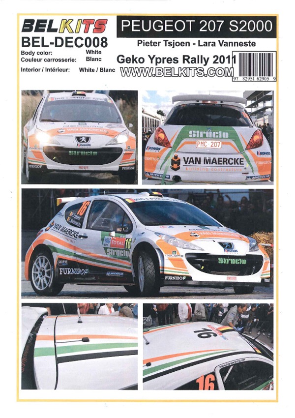 1/24 Peugeot 207 S2000 #16 Geko Ypres Rally 2011<br>BELKITS��Decal��