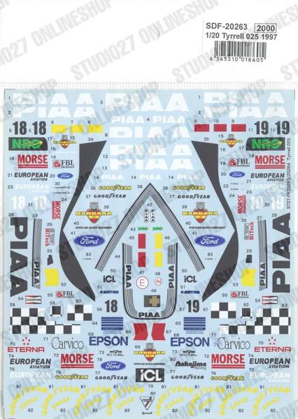 1/20 Tyrrell 025 1997 - Spare Decal<br>for FK20263/FK20264<br>STUDIO27 ��Spare Decal��