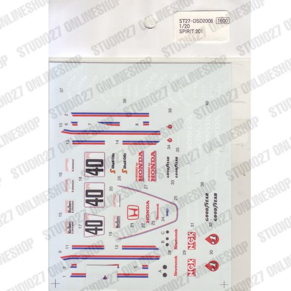 1/20 Spirit Honda 201 British GP 1983 - Spare Decal<br>for DX2006<br>STUDIO27 ��Spare Decal��