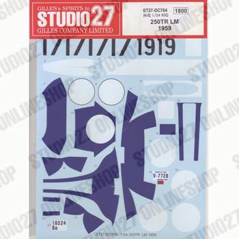 1/24 Car number, stripe decal for 250TR LM 1959 (#10, 17 & 19)<br>STUDIO27 ��Original Decals��