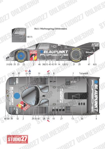 1/24 962C "BLAUPUNKT" #1 Supercup 1986 set<br>for HASEGAWA<br>STUDIO27 ��Decal&Parts��