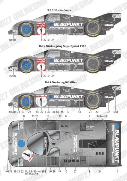 1/24 962C "BLAUPUNKT" #1 Supercup 1986 set<br>for HASEGAWA<br>STUDIO27 ��Decal&Parts��