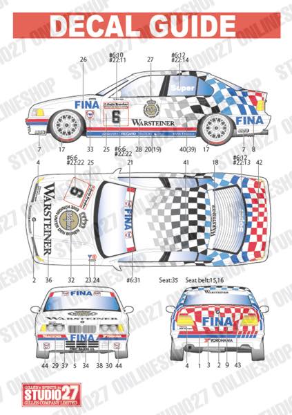 1/24 BMW 318i Warsteiner #6/#22 BTCC 1993 sett<br>for HASEGAWA<br>STUDIO27 Decal&Parts