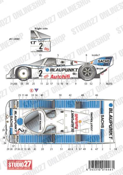 1/24 962C "BLAUPUNKT" #2/#11 Supercup 1989 set<br>for HASEGAWA<br>STUDIO27 Decal&Parts