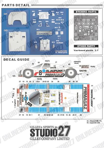 1/24 962C #7/8 LM 1989 <br>STUDIO27 Conversion Kit