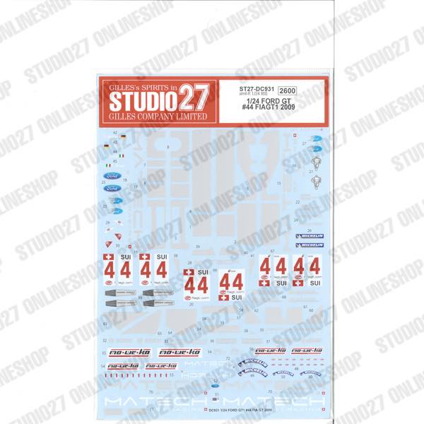 1/24 FORD GT #44 FIAGT1 2009<br>STUDIO27 ��OriginalDecals��