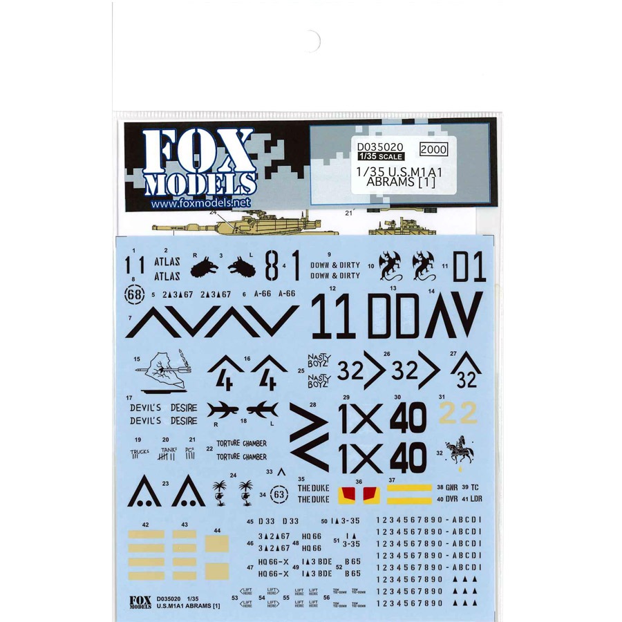 1/35 U.S.M1A1 ABRAMS DECAL SET[1]<br>FOX MODELS