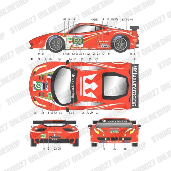 1/24 458 "LUXURY" #58/59 LM 2012<br>forFUJIMI123912/TK2449<br>STUDIO27 ��Original Decals��