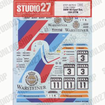 1/24 BMW M3 Sport Evo. DTM 1991<br>for TK2437C<br>STUDIO27 ��Original Decals��