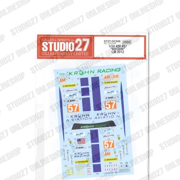 1/24 458 ��KROHN��  #57 LM 2012<br>forFUJIMI123912<br>STUDIO27 ��Original Decals��