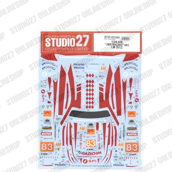 1/24 458 "JMB RACING" #83 LM 2012<br>forFUJIMI123912<br>STUDIO27 ��Original Decals��