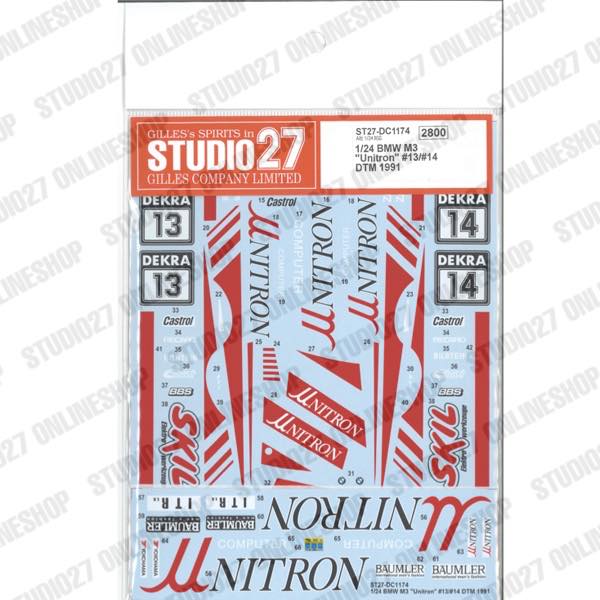 1/24 BMW M3 "Unitron" #13/#14 DTM 1991 <br>for Aoshima No.11<br>STUDIO27 Original Decals
