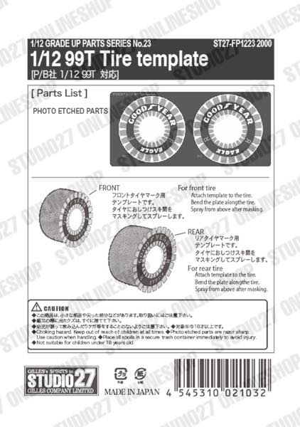 1/12 99T Tire template<br>for Platz/BEEMAX<br>STUDIO27 Detail Up Parts