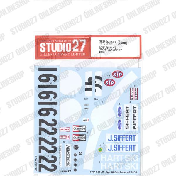 1/12 Type 49 "ROB WALKER" 1968<br>STUDIO27 ��Original Decals��