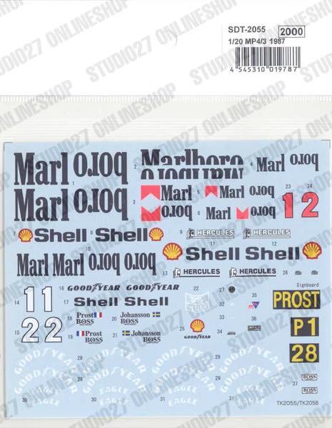 1/20 MP4/3 1987 - Spare Decal<br>for TK2055<br>STUDIO27 ��Spare Decal��