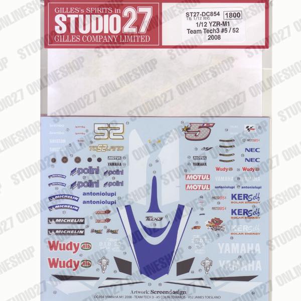 1/12 YZR-M1 Tech 3 #5/#52 2008<br>STUDIO27 ��Original Decals��