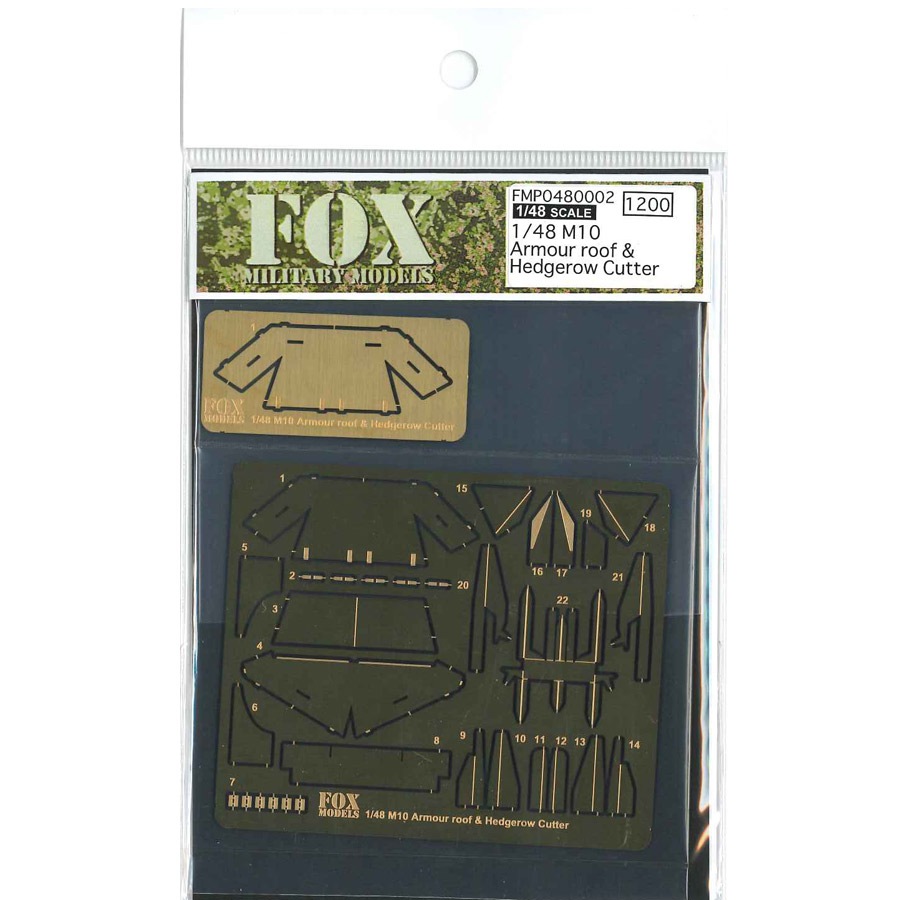 1/48 M10 Armour roof and Hedgerow Cutter<br> P/E Parts<br>FOX MODELS