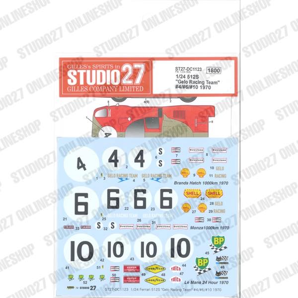 1/24 Ferrari 512S "Gelo Racing Team" #4/#6/#10 1970<br>forFUJIMI<br>STUDIO27 ��Original Decals��