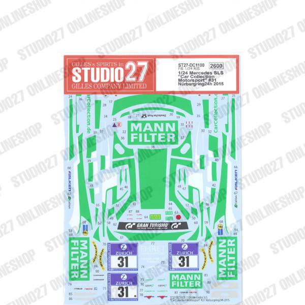 1/24 Mercedes SLS "Car Collection Motorsport" #31 Nurburgring24h 2015<br>for FUJIMI125657<br>STUDIO27 ��Original Decals��