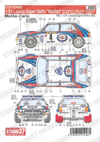 1/24 Lancia Delta Monte-Carlo 1992<br>STUDIO27 ��Original Decals��