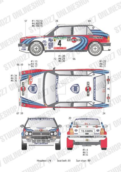1/24 Lancia Delta HF Integrale 16v "Martini" Monte-Carlo #1,#4,#7/Portugal #1,#4,#6 1990<br>for Hasegawa<br>STUDIO27 ��Original Decals��
