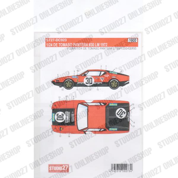 1/24 De Tomaso Pantera #30 LM 1972<br>STUDIO27 ��OriginalDecals��
