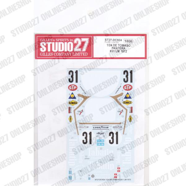 1/24 De Tomaso Pantera #31 LM 1972<br>STUDIO27 OriginalDecals