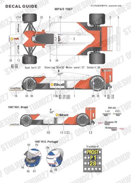 1/20 MP4/3 CONVERSION KIT<br>for TAMIYA1/20MP4/4<br>STUDIO27 Convesion Kit