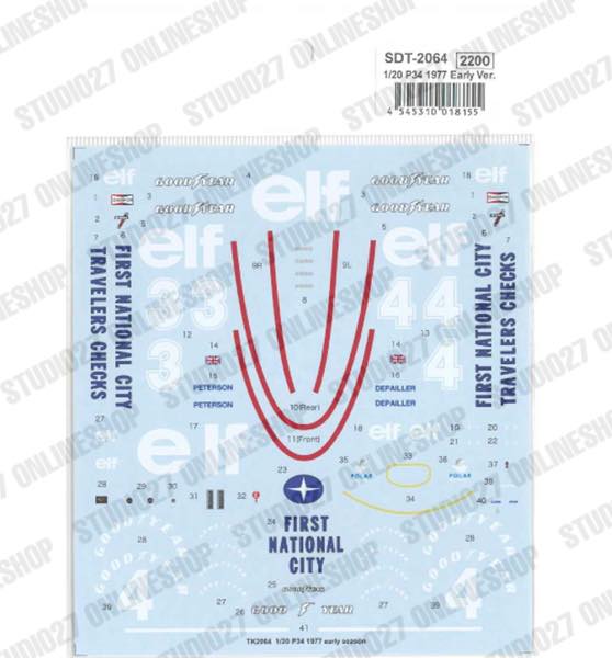 1/20 P34 1977 Early Ver. - Spare Decal<br>for TK2064<br>STUDIO27 ��Spare Decal��