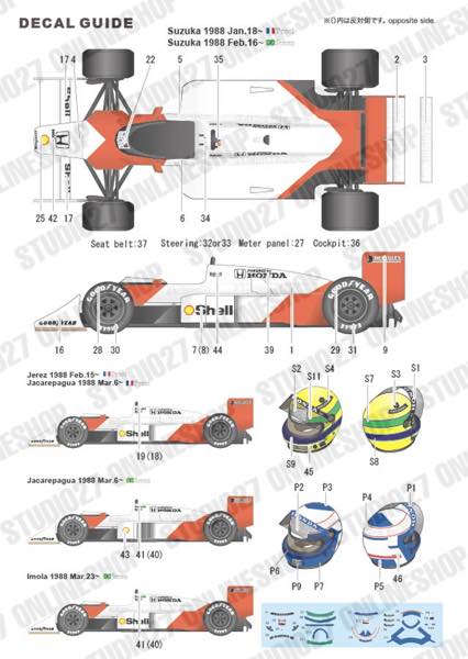 1/20 MP4/3B TEST Car CONVERSION KIT<br>for TAMIYA1/20MP4/4<br>STUDIO27 Convesion Kit