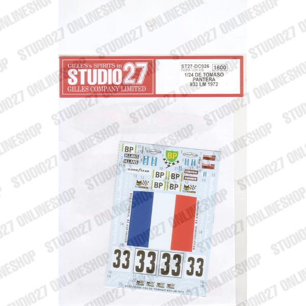 1/24 De Tomaso Pantera #33 LM 1972<br>STUDIO27 ��OriginalDecals��