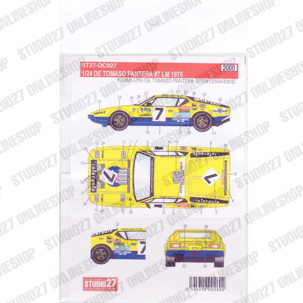 1/24 De Tomaso Pantera #7 LM 1975<br>STUDIO27 ��OriginalDecals��