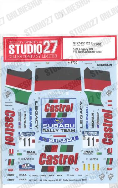 1/24 Legacy RS #11 New Zealand 1990<br>for Hasegawa<br>STUDIO27 ��Original Decals��