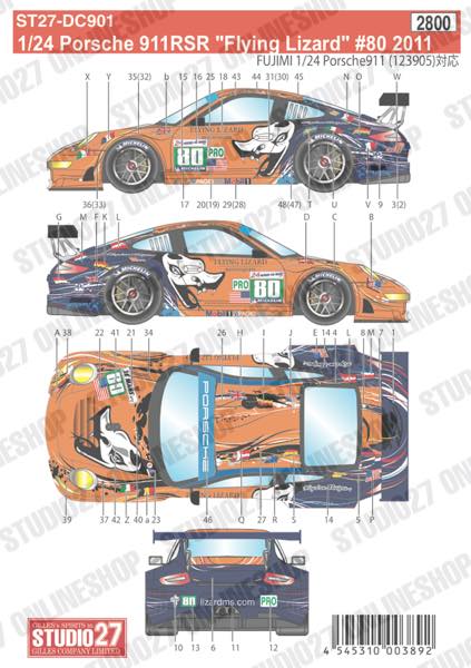1/24 911 RSR "Flying Lizard" #80 LM 2011<br>STUDIO27 Original Decals
