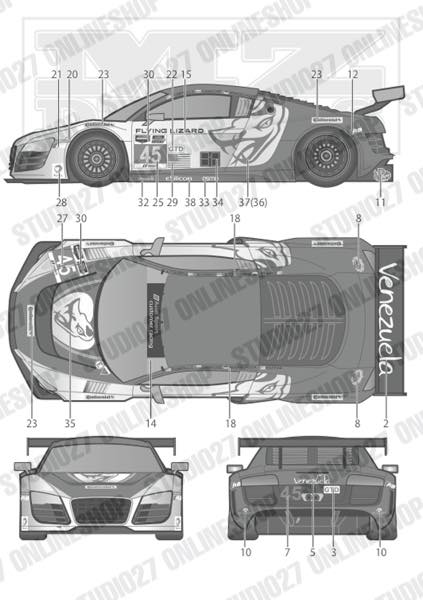 R8 "Flying Lizard" #35/#45 Daytona 2014 <br>for Mini-Z <br>MZ DECALS��Original decal��