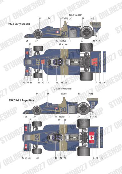 1/20 Wolf WR1 #20 1977/1978<br>forTAMIYAorTRK001<br>STUDIO27 ��Original Decals��