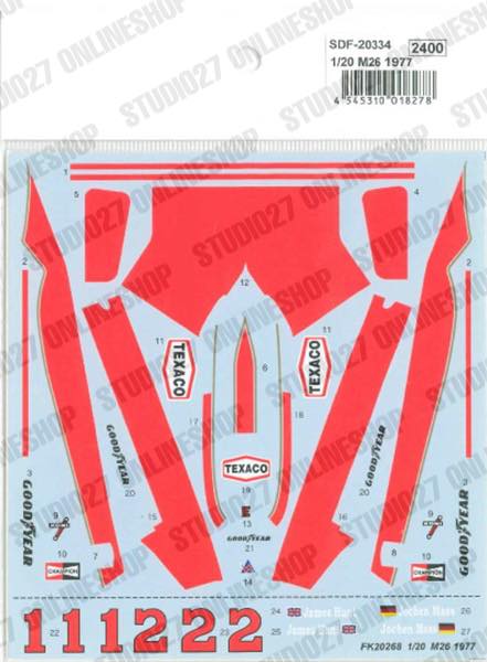 1/20 M26 1977 - Spare Decal<br>for FK20334<br>STUDIO27 ��Spare Decal��