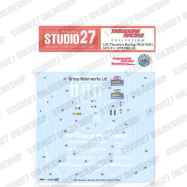 1/20 Theodore RacingWolf WR3 AFX F-1 1979 DECAL<br>forST27-TRK001<br>orTAMIYA WR1<br>STUDIO27 Multimedia Kit