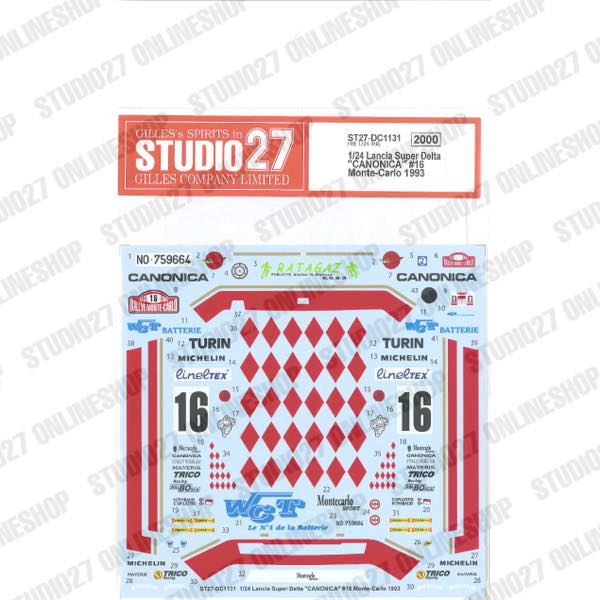1/24 Lancia Super Delta "CANONICA" #16 Monte-Carlo 1993<br>for HASEGAWA<br>STUDIO27 ��Original Decals��