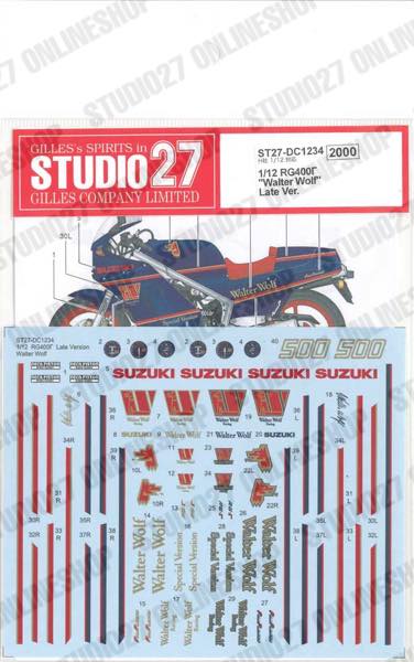 1/12 RG400�� "Walter Wolf"  Late Ver.<br>for Hasegawa<br>STUDIO27 ��Original Decals��