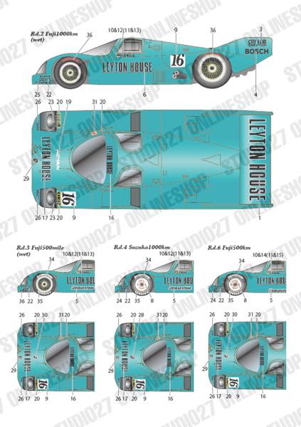 1/24 962C "Leyton House" #16 JSPC 1987<br>for Hasegawa<br>STUDIO27 ��Original Decals��