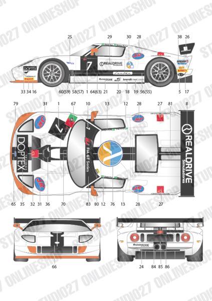 1/24 Ford GT1 FIA-GT #7/#8 2013<br>for simil'R/TK2460<br>STUDIO27 Original Decals