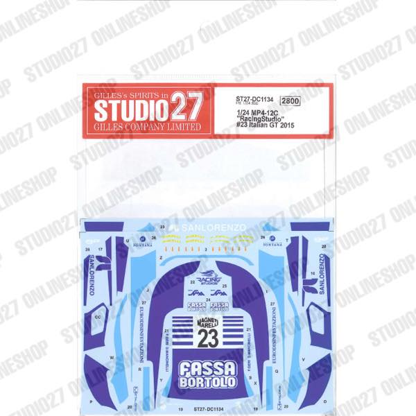 1/24 MP4-12C "RacingStudio" #23 Italian GT 2015<br>for FUJIMI170008<br>STUDIO27 ��Original Decals��