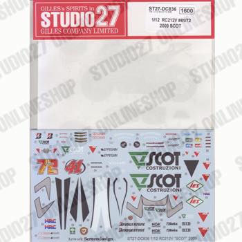 1/12 RC212V #41/#72 2009<br>STUDIO27 Original Decals