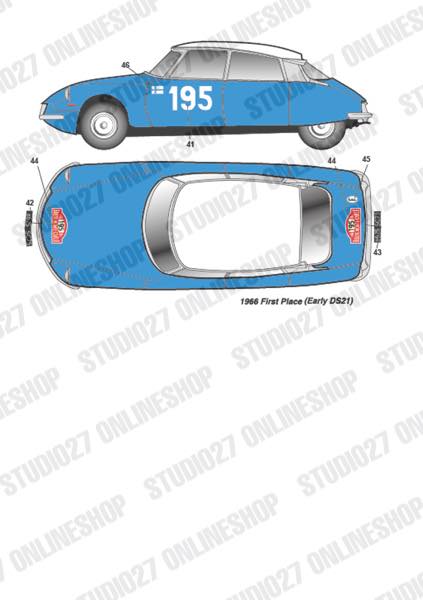 1/24 Citroen DS19 Monte-Carlo #104 1962 / #176/#233 1963 / #195 1966<br>for EBBRO25005<br>STUDIO27 ��Original Decals��