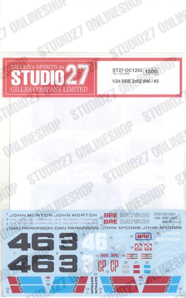 1/24 BRE 240Z #46/#3<br>forTAMIYA<br>STUDIO27 Original Decals